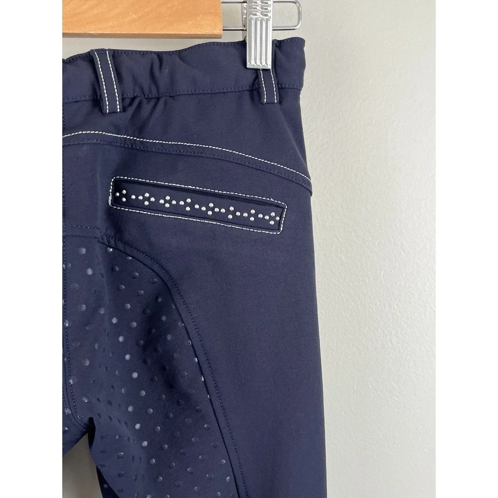 Equiline GIRL'S BREECHES EMMA FULL GRIP Navy Blue Equestrian Riding Sz 10/11?
